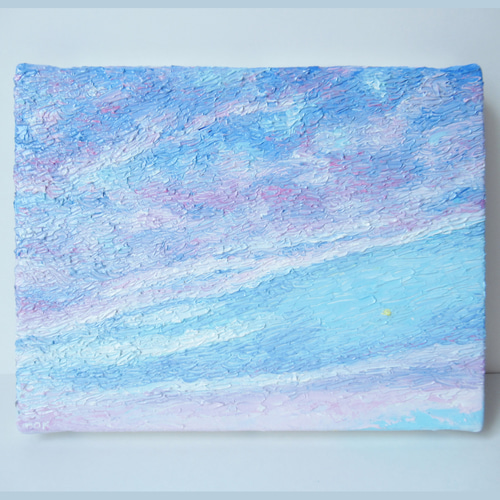 送料無料][匿名配送]一点もの 空 星 夕焼け 油絵 油彩 絵 絵画 南雲も