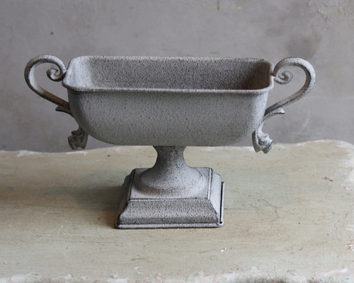 ブリキ植木鉢 ピトレスワイドカップGY アンティーク調 シャビーシック