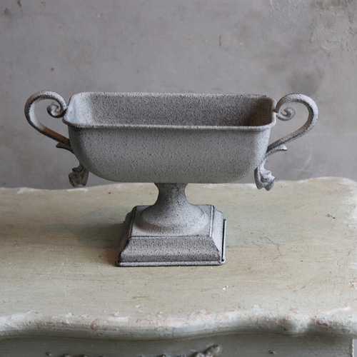 ブリキ植木鉢 ピトレスワイドカップGY アンティーク調 シャビーシック