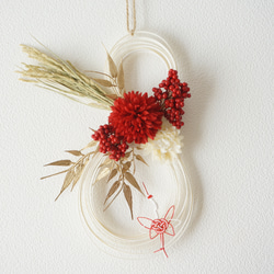 【11月・早割お正月2026】 紅白・菊と稲穂のお正月飾り 3枚目の画像