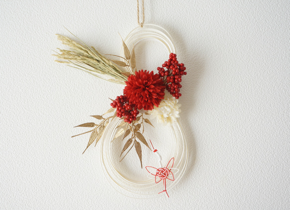 【11月・早割お正月2026】 紅白・菊と稲穂のお正月飾り 3枚目の画像