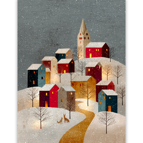 雪降る町【 北欧の森の積み木の家 タイプA 】 冬景色 クリスマス