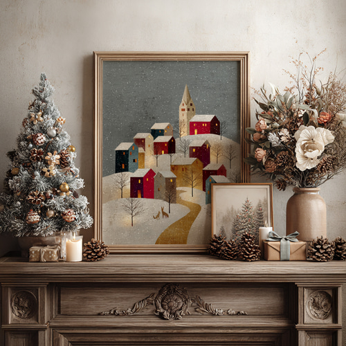 雪降る町【 北欧の森の積み木の家 タイプA 】 冬景色 クリスマス