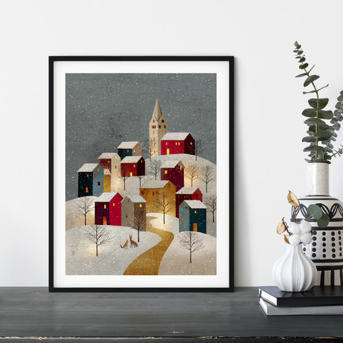 雪降る町【 北欧の森の積み木の家 タイプA 】 冬景色 クリスマス