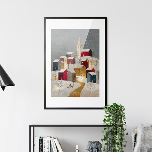 雪降る町【 北欧の森の積み木の家 タイプA 】 冬景色 クリスマス