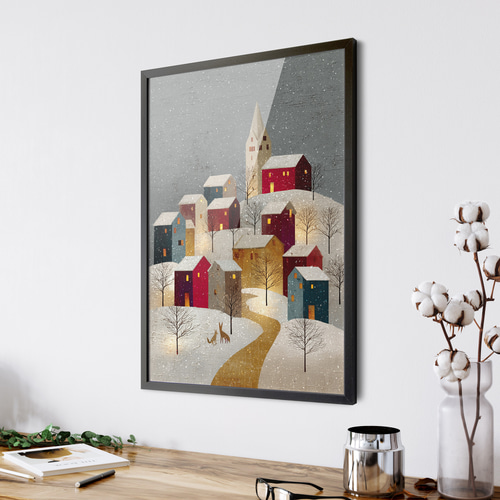 クリスマス風 夜景アート 絵画 インテリア キャンバス 北欧風 Amazon