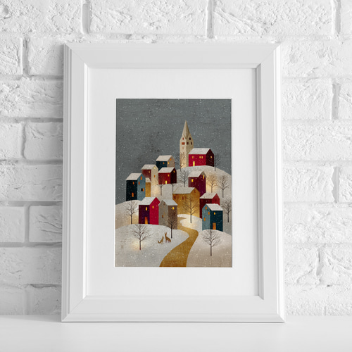 雪降る町【 北欧の森の積み木の家 タイプA 】 冬景色 クリスマス