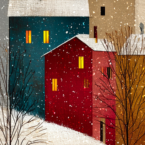 雪降る町【 北欧の森の積み木の家 タイプB 】 冬景色 クリスマス