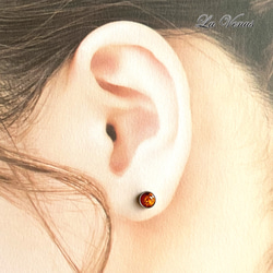 ✴︎つけっぱなしOK✴︎ 天然 ファイアオパール ベゼルピアス 4mm 宝石質AAA 316 両耳用 10月誕生石 14枚目の画像