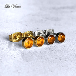 ✴︎つけっぱなしOK✴︎ 天然 ファイアオパール ベゼルピアス 4mm 宝石質AAA 316 両耳用 10月誕生石 7枚目の画像