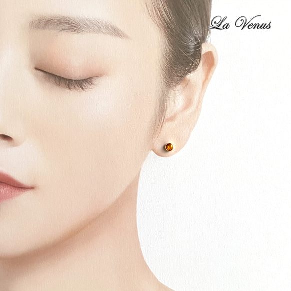 ✴︎つけっぱなしOK✴︎ 天然 ファイアオパール ベゼルピアス 4mm 宝石質AAA 316 両耳用 10月誕生石 15枚目の画像