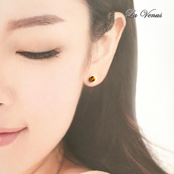 ✴︎つけっぱなしOK✴︎ 天然 ファイアオパール ベゼルピアス 4mm 宝石質AAA 316 両耳用 10月誕生石 11枚目の画像