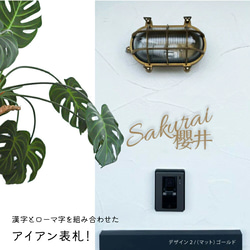 表札 おしゃれ 戸建て ステンレス 玄関 アイアン 切り文字 漢字 ホームサイン k0018 1枚目の画像