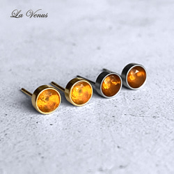 ✴︎つけっぱなしOK✴︎ 天然 ファイアオパール ベゼルピアス 4mm 宝石質AAA 316 片耳用 10月誕生石 3枚目の画像