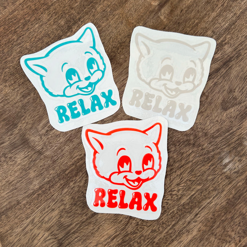 RELAX CAT】カッティングステッカー/1枚/ベージュ/アメリカンレトロな