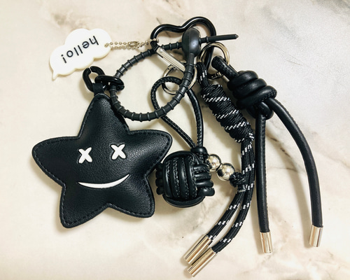 じゃらじゃらキーホルダー キーチャーム バッグチャーム パラコード 白