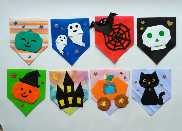 折り紙 壁面飾り ハロウィン 秋 ガーランド 幼稚園 保育園 施設 おばけ