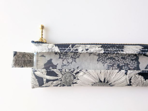 ペンケース小　メガネケース　クリアポーチ　スイムダンクレア　リバティ　ラミネート　♡向日葵、ゼニアオイ、アンゼリカ　他 4枚目の画像