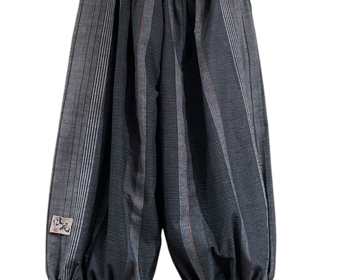 送料無料 着物 リメイク ぽってり可愛い ふくらみパンツ 紬 縞 正絹