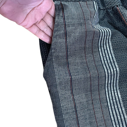 送料無料 着物 リメイク 紬 縞 正絹切替 もんぺバルーンパンツ ハンドメイド 3枚目の画像