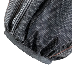 送料無料 着物 リメイク 紬 縞 正絹切替 もんぺバルーンパンツ ハンドメイド 2枚目の画像