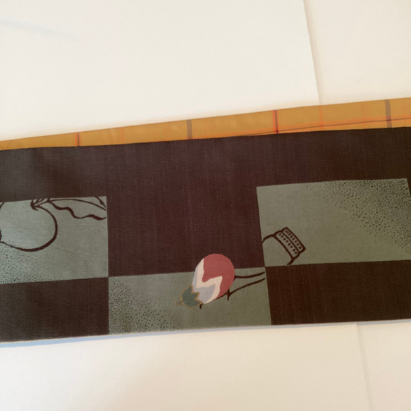 【新品】半幅帯　正絹本番大島とポリエステルちりめんリバーシブル　 繋ぎ目のない半幅帯　　オリジナル 4枚目の画像