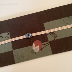 【新品】半幅帯　正絹本番大島とポリエステルちりめんリバーシブル　 繋ぎ目のない半幅帯　　オリジナル 5枚目の画像