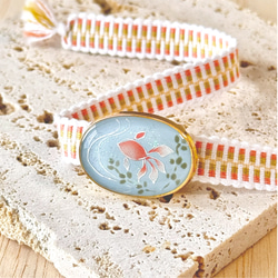 【新品】半幅帯　正絹本番大島とポリエステルちりめんリバーシブル　 繋ぎ目のない半幅帯　　オリジナル 15枚目の画像