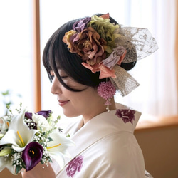 送料無料】成人式 結婚式 髪飾り リボン 白 大正ロマン ふわりひらり