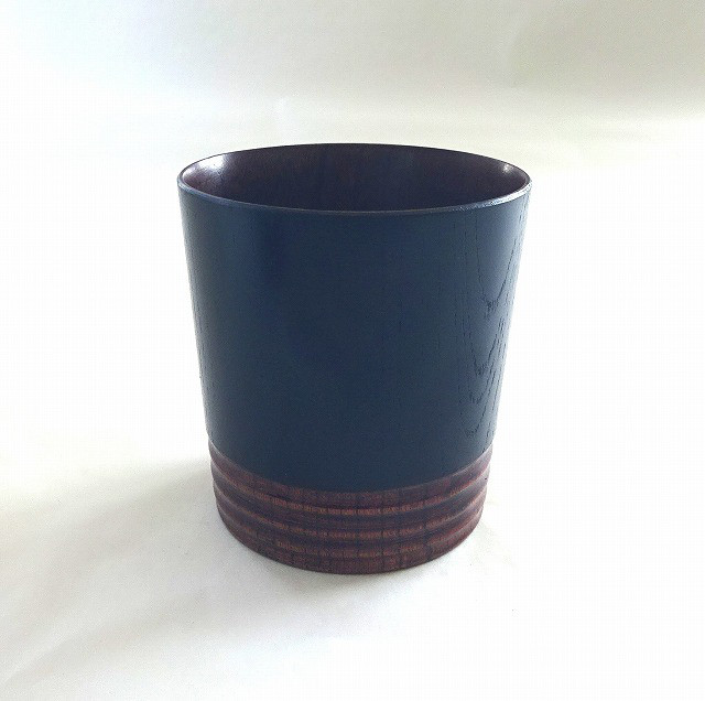 ケヤキ　塗分けロックグラス　くろ