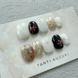 彼岸花 ネイルチップ ショート フラワー ヒガンバナ ひがんばな 短め 小さめ 夏 秋 20代 30代 40代 50代 3枚目の画像