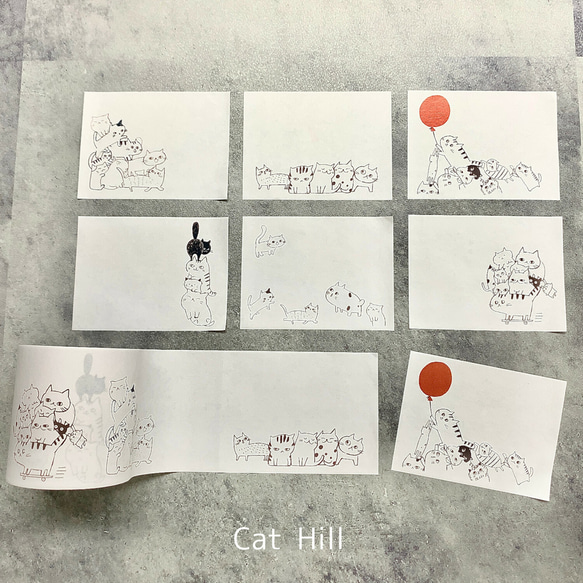 新入荷！日本製！『シンプルなロールふせん【Cat Hill 猫】 80シート巻 』～45×60mm　1個～ 3枚目の画像