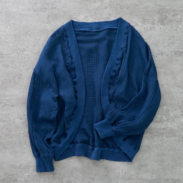 【数量限定】ポータブルカーディガン/三河木綿ヘリンボーン/選べる3カラー 2枚目の画像