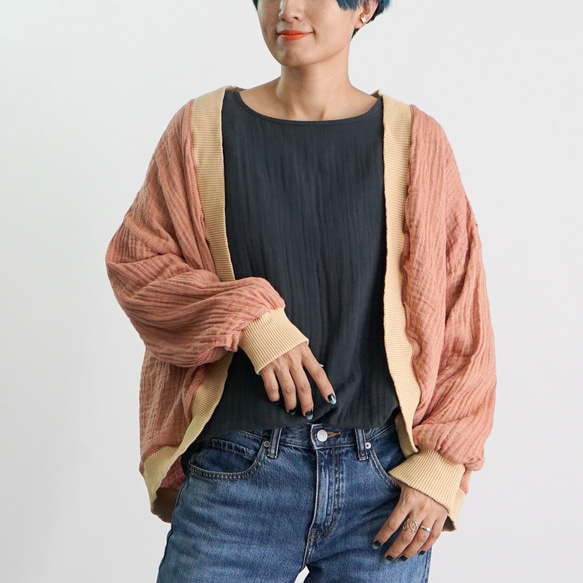 【数量限定】ポータブルカーディガン/三河木綿ヘリンボーン/選べる3カラー 3枚目の画像