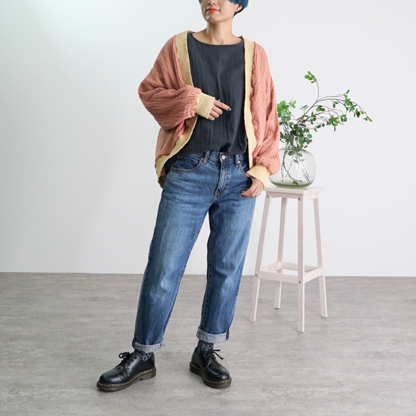 【数量限定】ポータブルカーディガン/三河木綿ヘリンボーン/選べる3カラー 15枚目の画像