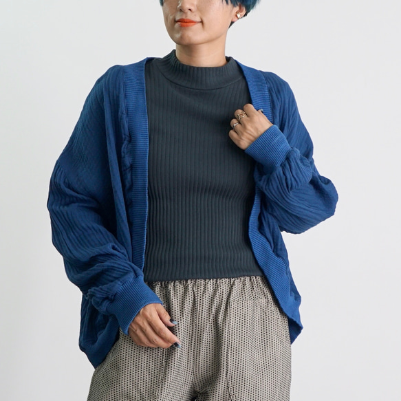 【数量限定】ポータブルカーディガン/三河木綿ヘリンボーン/選べる3カラー 1枚目の画像