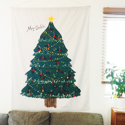 手書きクリスマスオーナメントセット】シンプルツリータペストリー／大