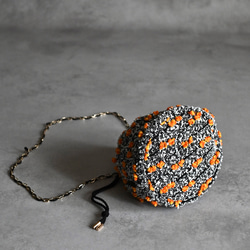 ［限定］ハロウィンパーティー尾州ツイードのドローストリングバッグ/アクセサリーポーチとタッセル付 7枚目の画像