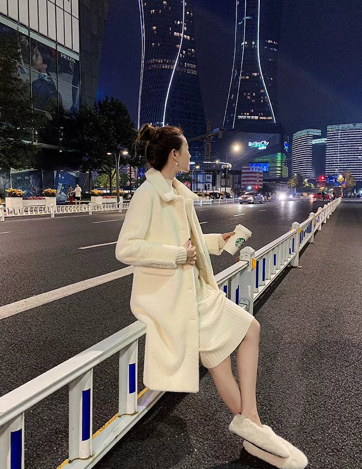 カーディガン トレーナー コート ジャケット 裏起毛 秋冬黒ふわふわ裏起毛ニットフード付きロングコート 受注制作 通勤