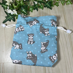 可愛いシュナウザーの巾着型ポーチ　送料込み 2枚目の画像