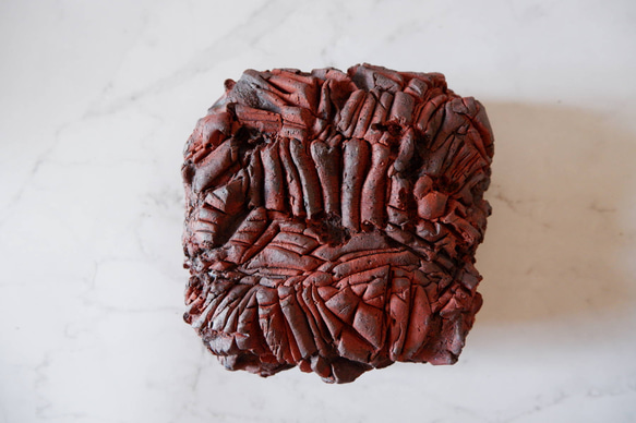 4.5号赤土裂紋四角爬虫類シェルター272　ウェット　陶器製　作家もの　沖縄 5枚目の画像