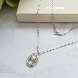 【秋冬新作】カジュアル　フォーマル　パールロングネックレス　シルバー925 1枚目の画像