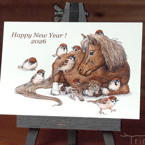 スズメとポニーの年賀状 2026 ポストカード Trinos 通販 19912522