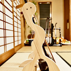 【限定１台】手作り木工　木製二胡スタンド （無塗装） ２丁掛け 4枚目の画像