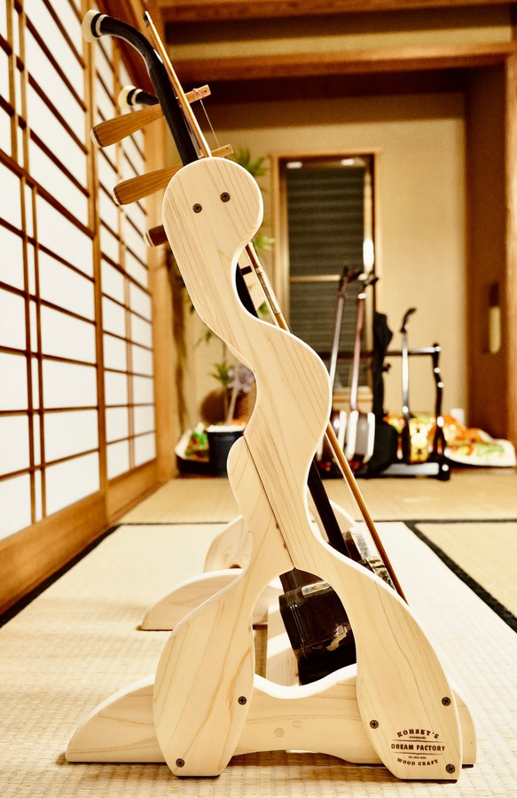 【限定１台】手作り木工　木製二胡スタンド （無塗装） ２丁掛け 4枚目の画像