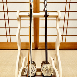 【限定１台】手作り木工　木製二胡スタンド （無塗装） ２丁掛け 3枚目の画像