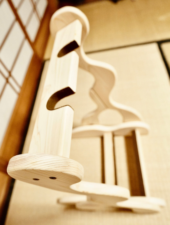 【限定１台】手作り木工　木製二胡スタンド （無塗装） ２丁掛け 11枚目の画像