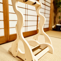 【限定１台】手作り木工　木製二胡スタンド （無塗装） ２丁掛け 12枚目の画像