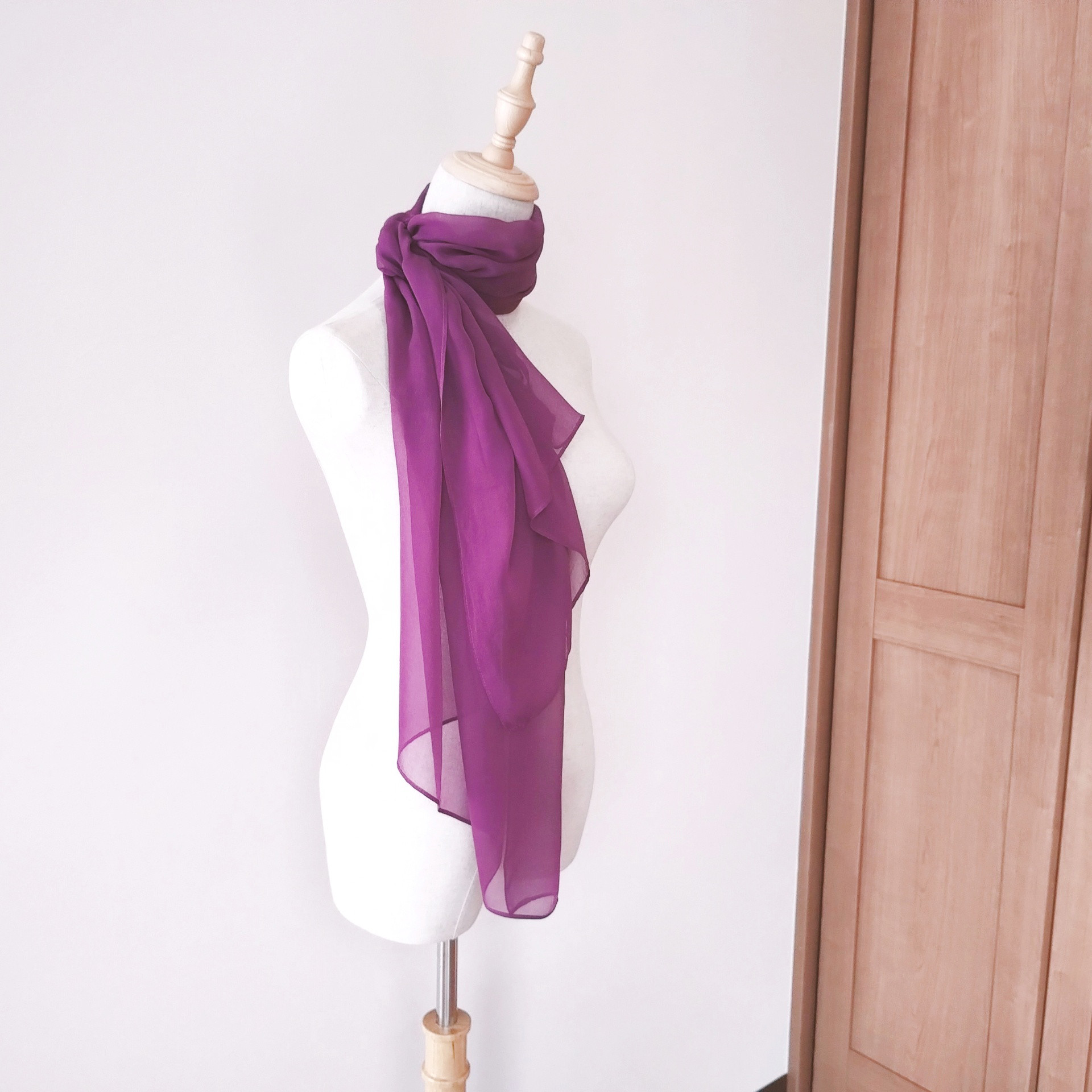 草木染め　ボルドー　シルクシフォンのストール