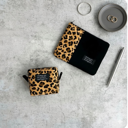 ミニミニ・フラットポーチ【お得な2点セット】レオパード/ミニ/大容量